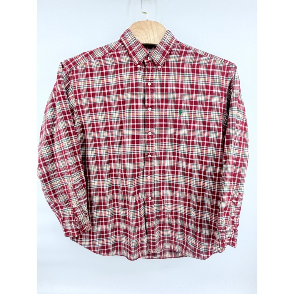 Ralph‎ Lauren Blaire Shirt Men XXL Red Plaid Button Down Cotton Long Sleeve